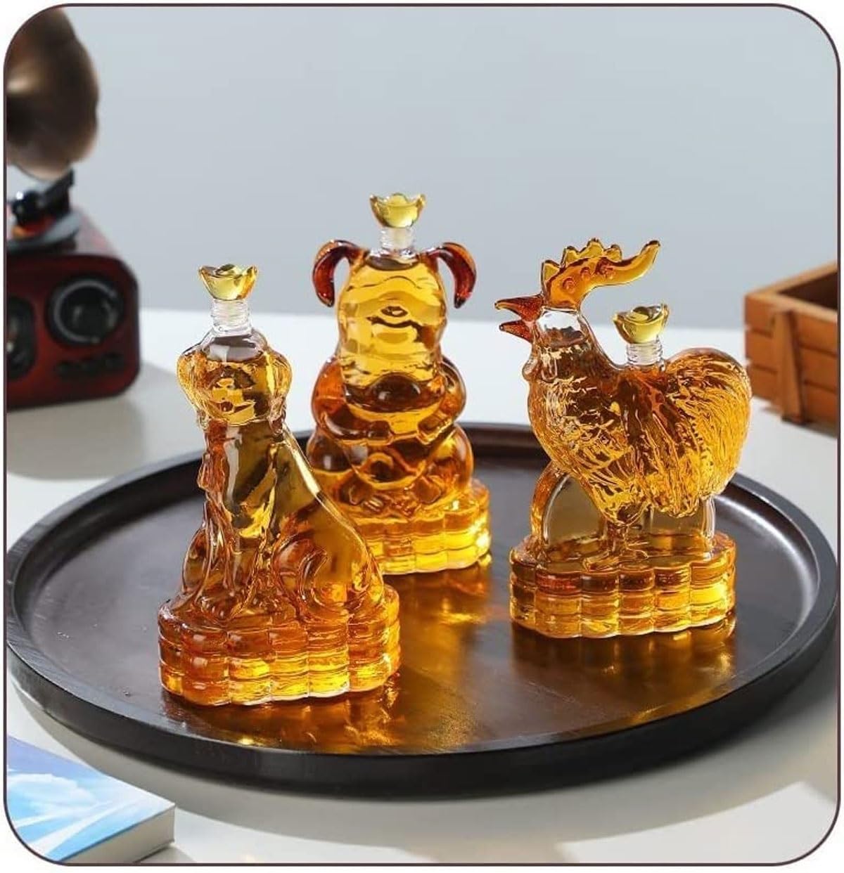 Amazon.com | 12 Chinese Zodiac Decanter, 150ml X 12 Wine Glass Set